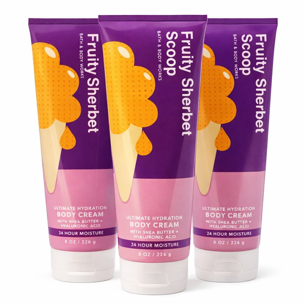 Bath & Body Works Body Cream Bundle FRUITY SHERBET SCOOP 3 pack NEW